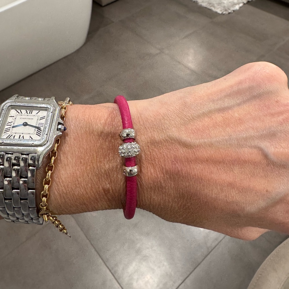 Henri Bendel Pink Leather Influencer Bracelet
